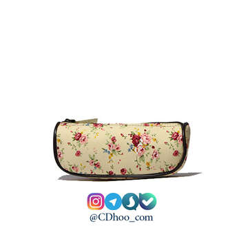 جامدادی و کیف لوازم ارایش مها طرح زمینه شیری گل صورتی و قرمز