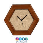 ساعت چوبی طرح دیواری شش ضلعی thumb 1